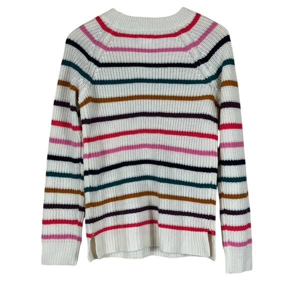 NWT SO Sweater Womens S Multicolor Striped Lace Up Crew Neck Knit Cozy Preppy - Picture 3 of 6